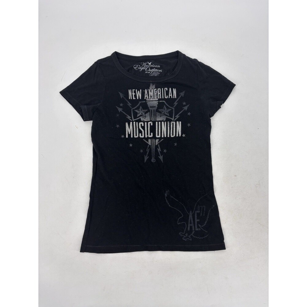 VTG AE New American Music Union American Eagle Womens M Black Concert T-shirt